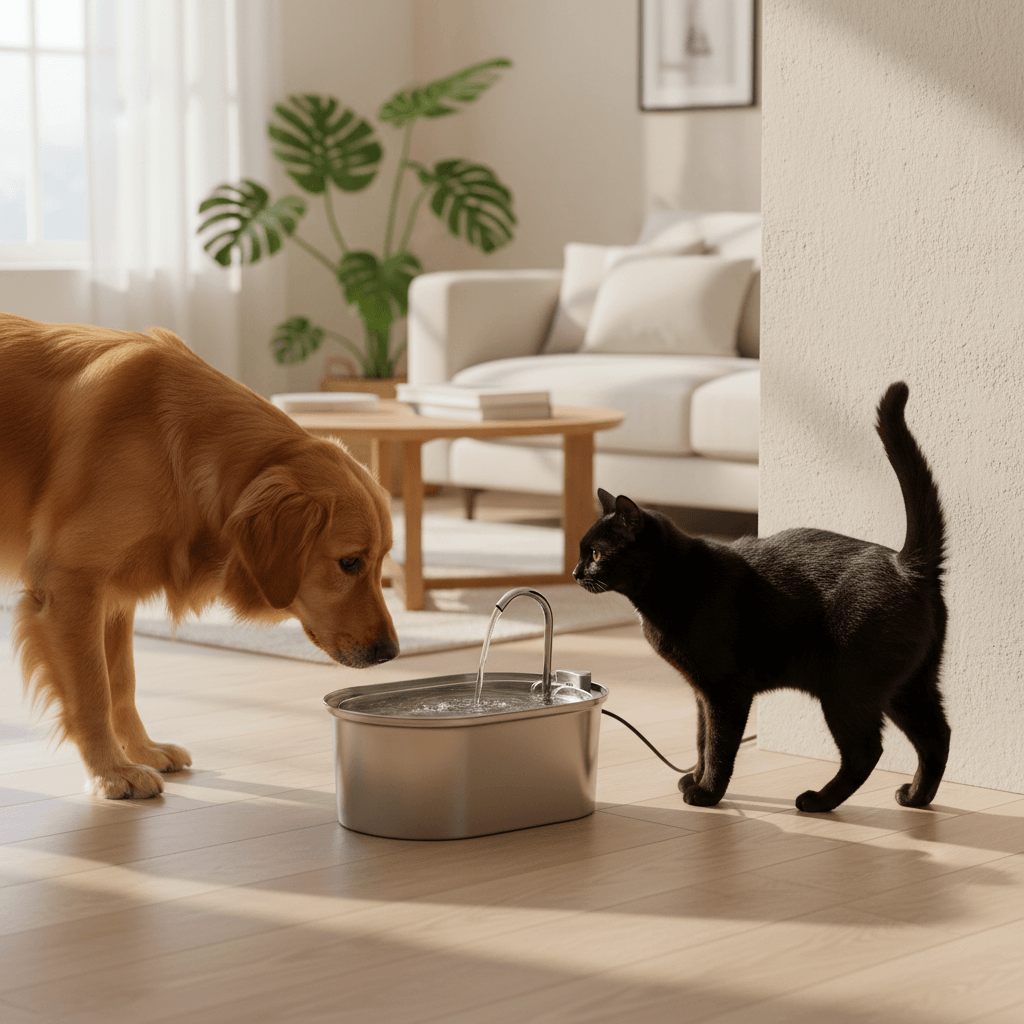 Bebedouro Automático Inox para Gatos e Cães | Água Corrente Silenciosa