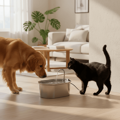 Bebedouro Automático Inox para Gatos e Cães | Água Corrente Silenciosa