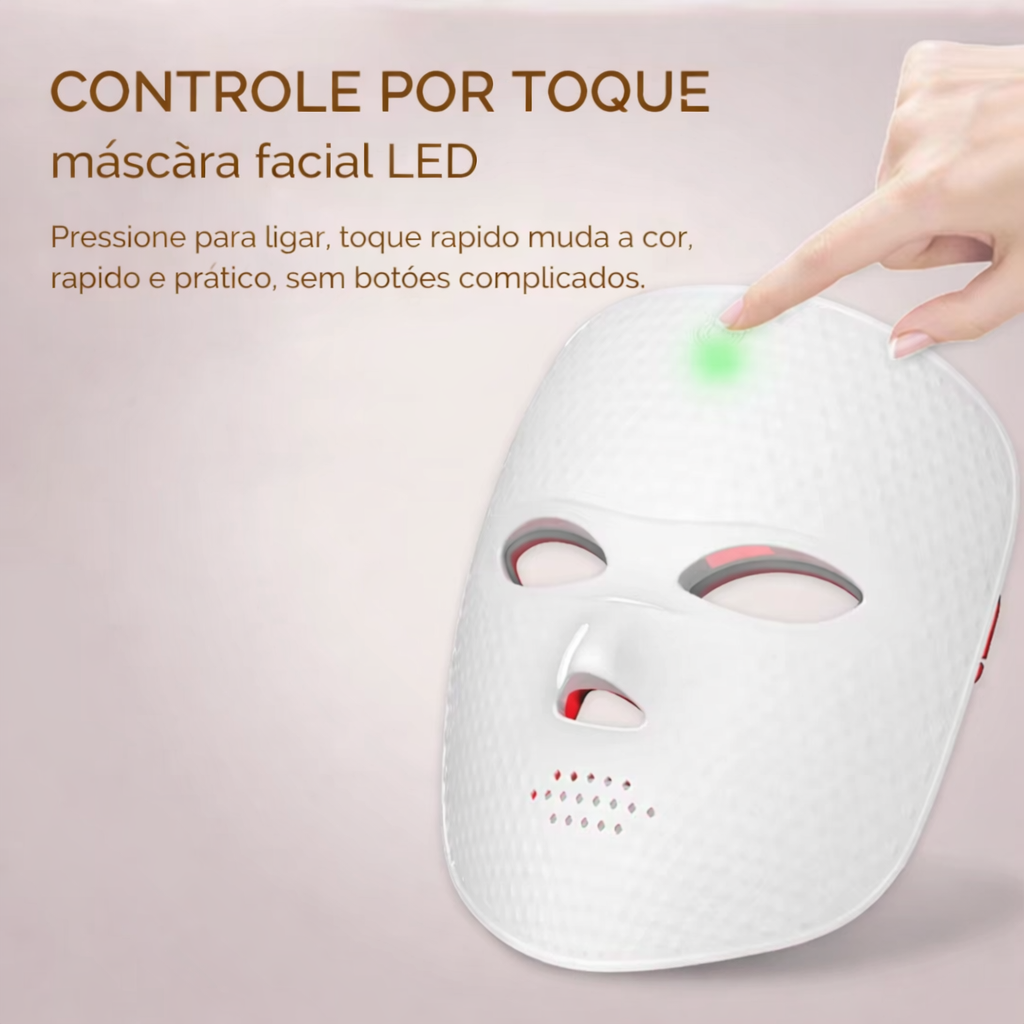 Máscara LED Facial 7 Cores | Fototerapia para Rejuvenescimento e Clareamento